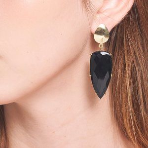 18K Gold Vermeil Black Onyx Earrings